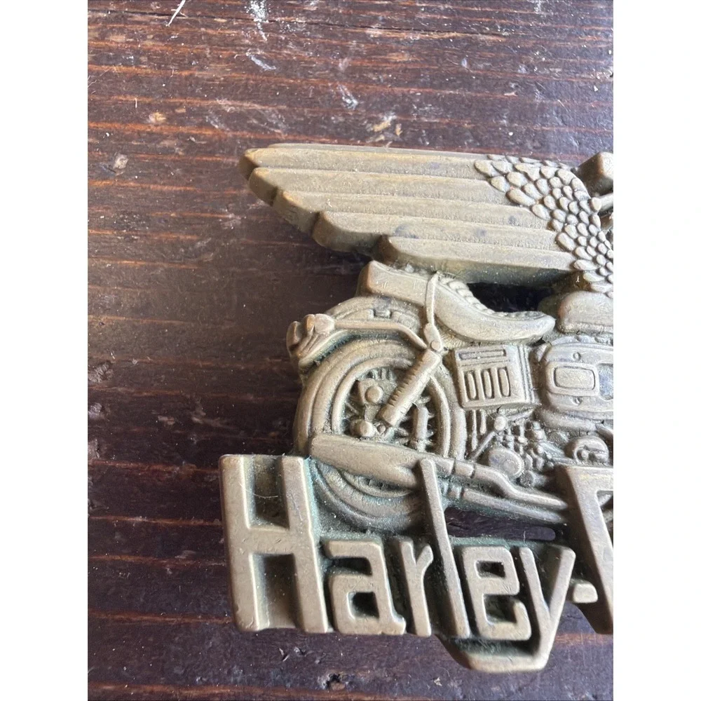 Harley Davidson Motorcycle Skull Belt Buckle By Baron 1980 Solid Brass RARE